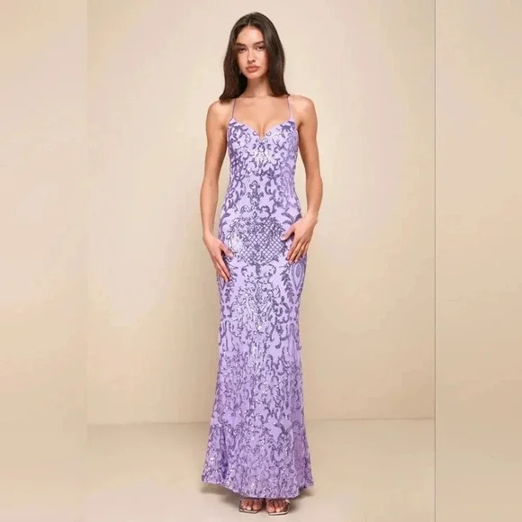 chinese dress ladies Lulus Fernanda Flutter Sleeve Maxi Dress In White/Purple – Infinity Raine main image 0